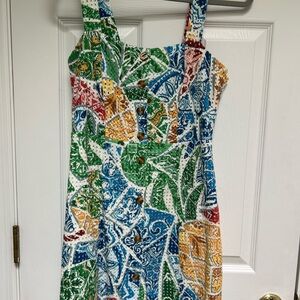 Multicolor Sleeveless Button-Down Dress